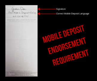 Example of how to sign checks for a CCU Mobile Deposit